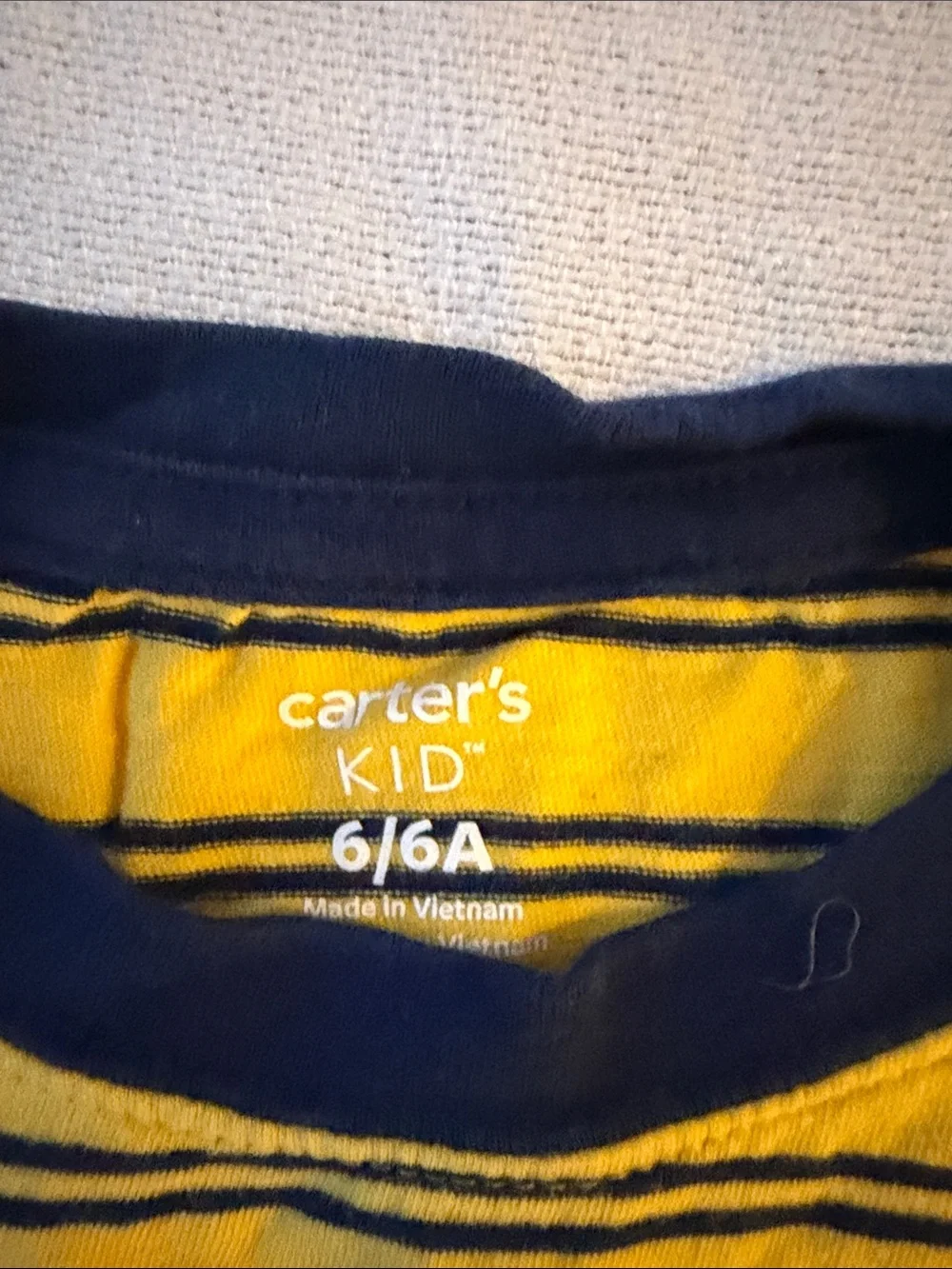 Carter's Yellow Tee with Navy Striped Pocket